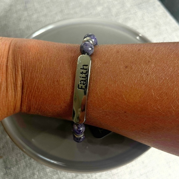 Paparazzi‎ “Faith” Beaded Stretch Bracelet – Purple - Picture 2 of 2